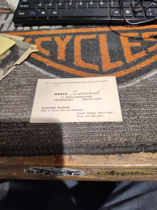 Amsterdam, Netherlands 1919 Switzerland Hotel Card Ww1  Broth Card