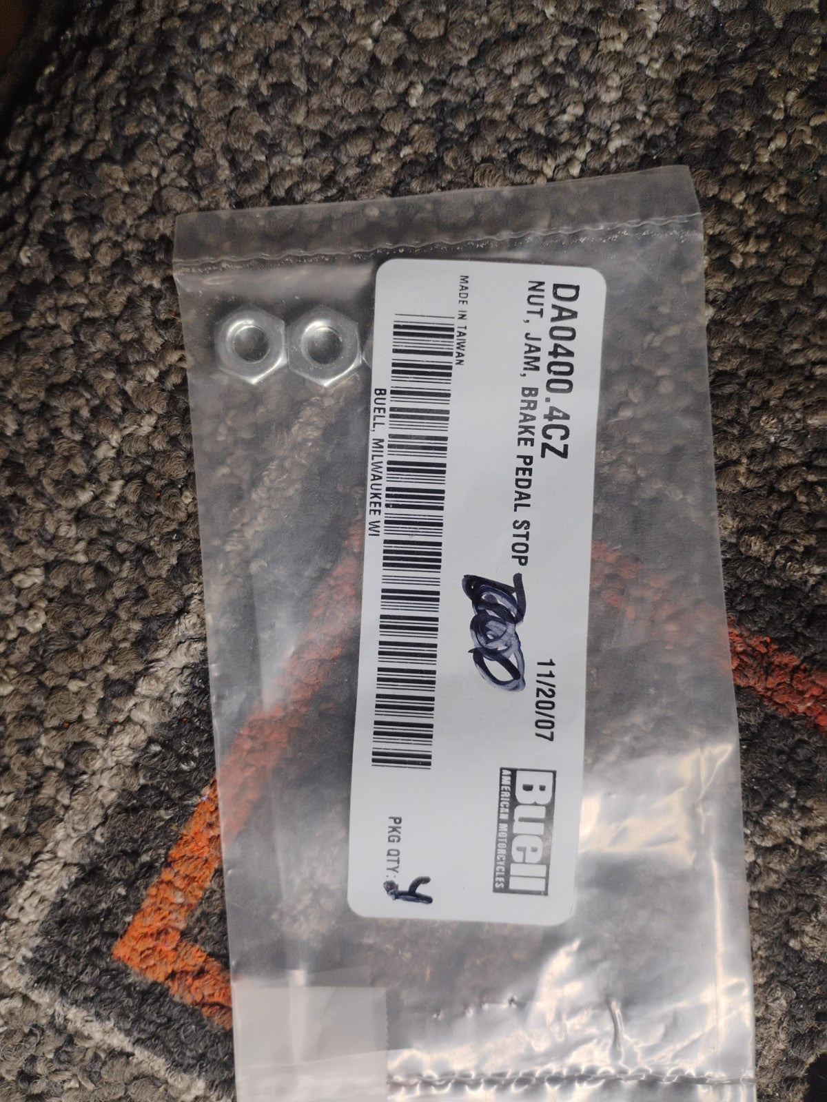 Buell OEM DA0400.4CZ Brake Pedal Stop Jam Nut Qty 4 NOS