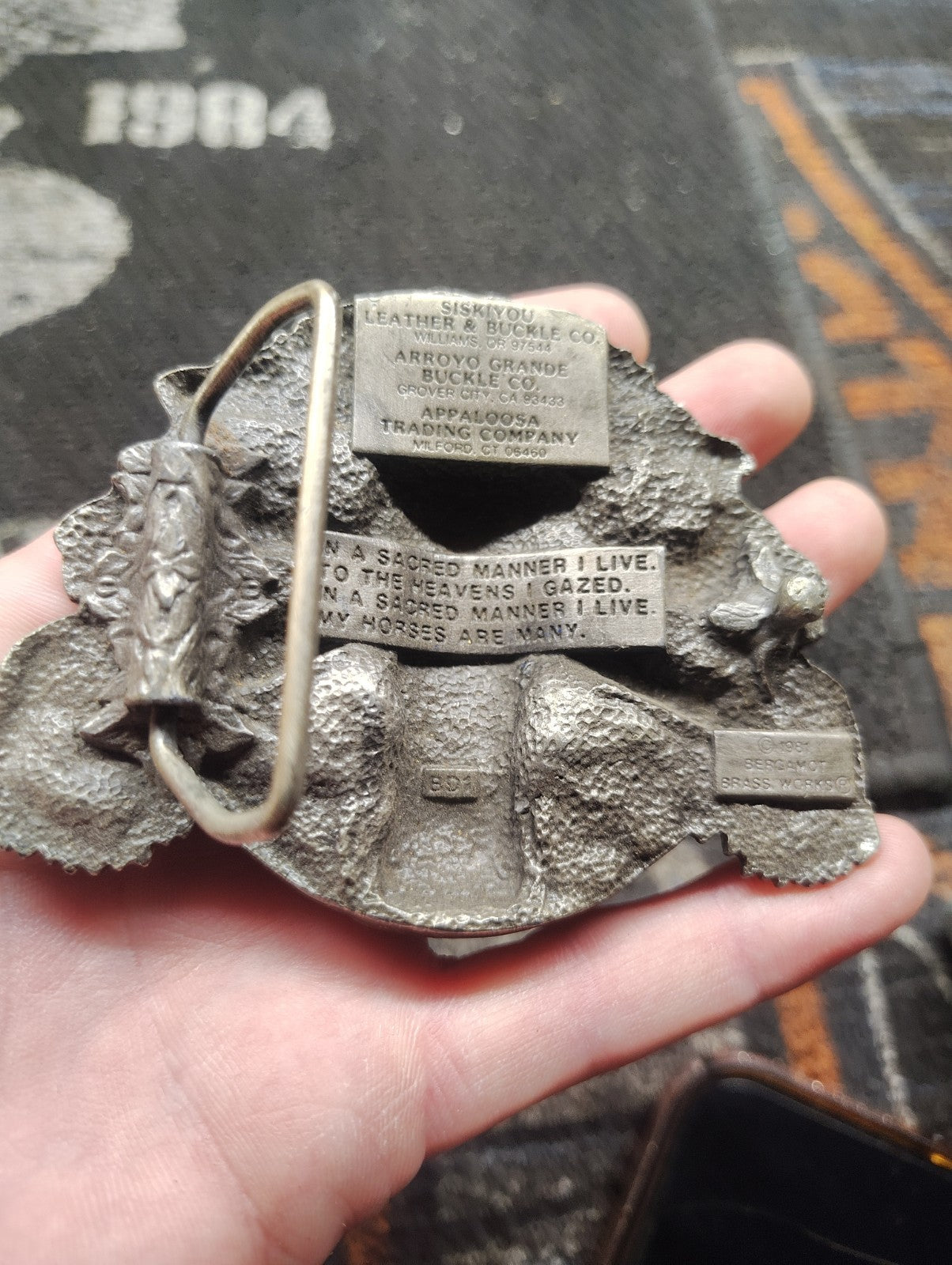 Siskiyou Native Chief Pewter Belt Buckle BD1 1981 Bergamot Brass Works