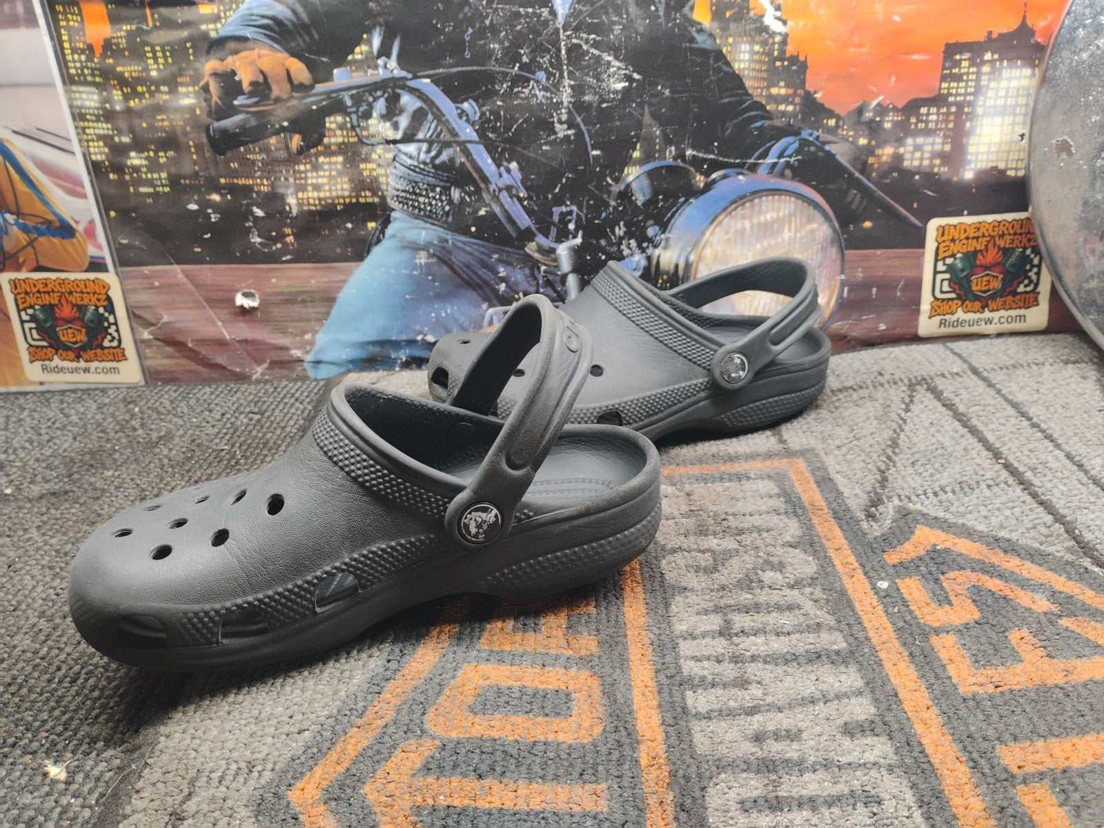Crocs Classic Clogs Size J1 Dark  slip on with straps childrens