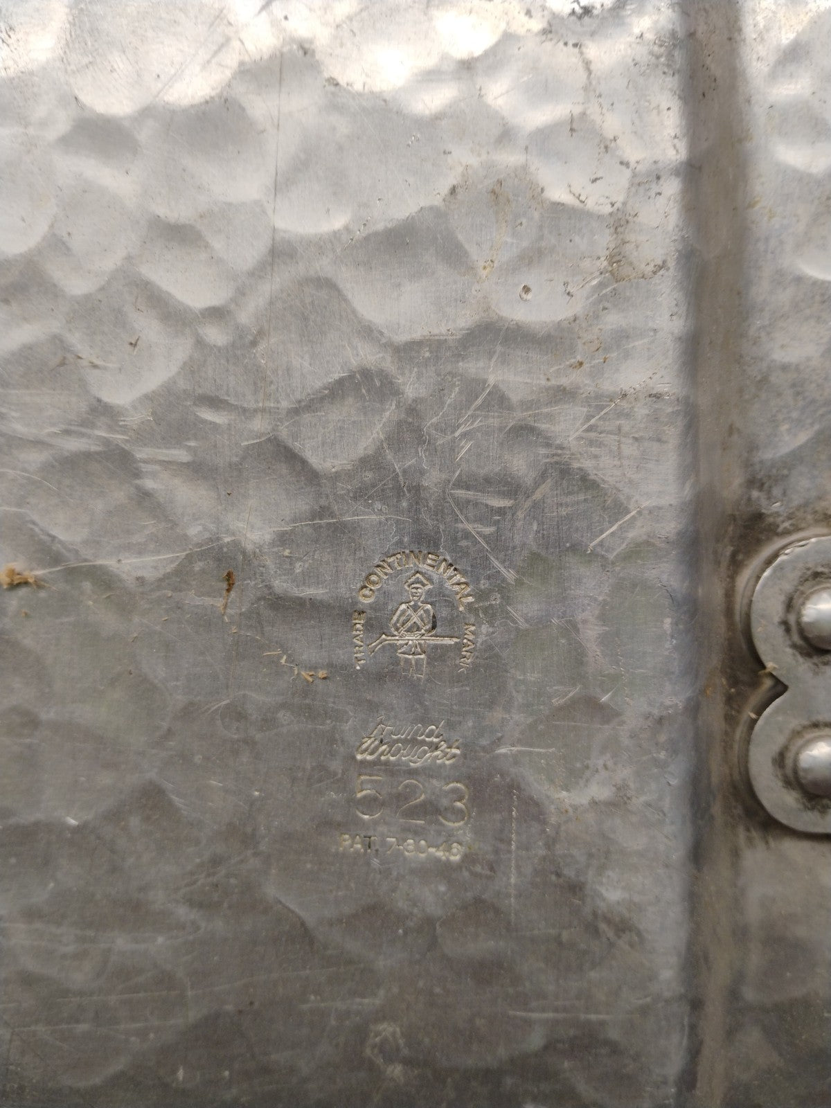 Trade Continental Hammered Aluminum Tray Rose Hand Wrought 523