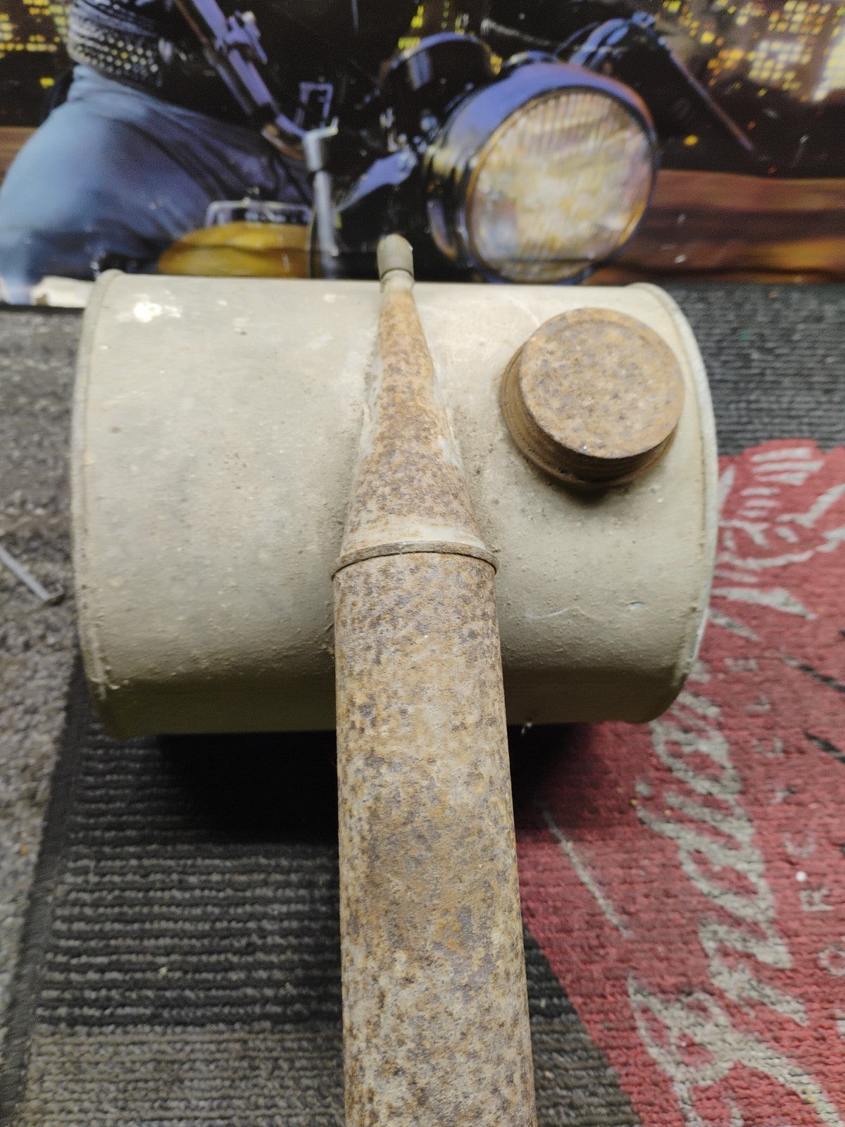 Vintage Antique Drum Pesticide Sprayer Rusty Tube W/Wood handle Primitive