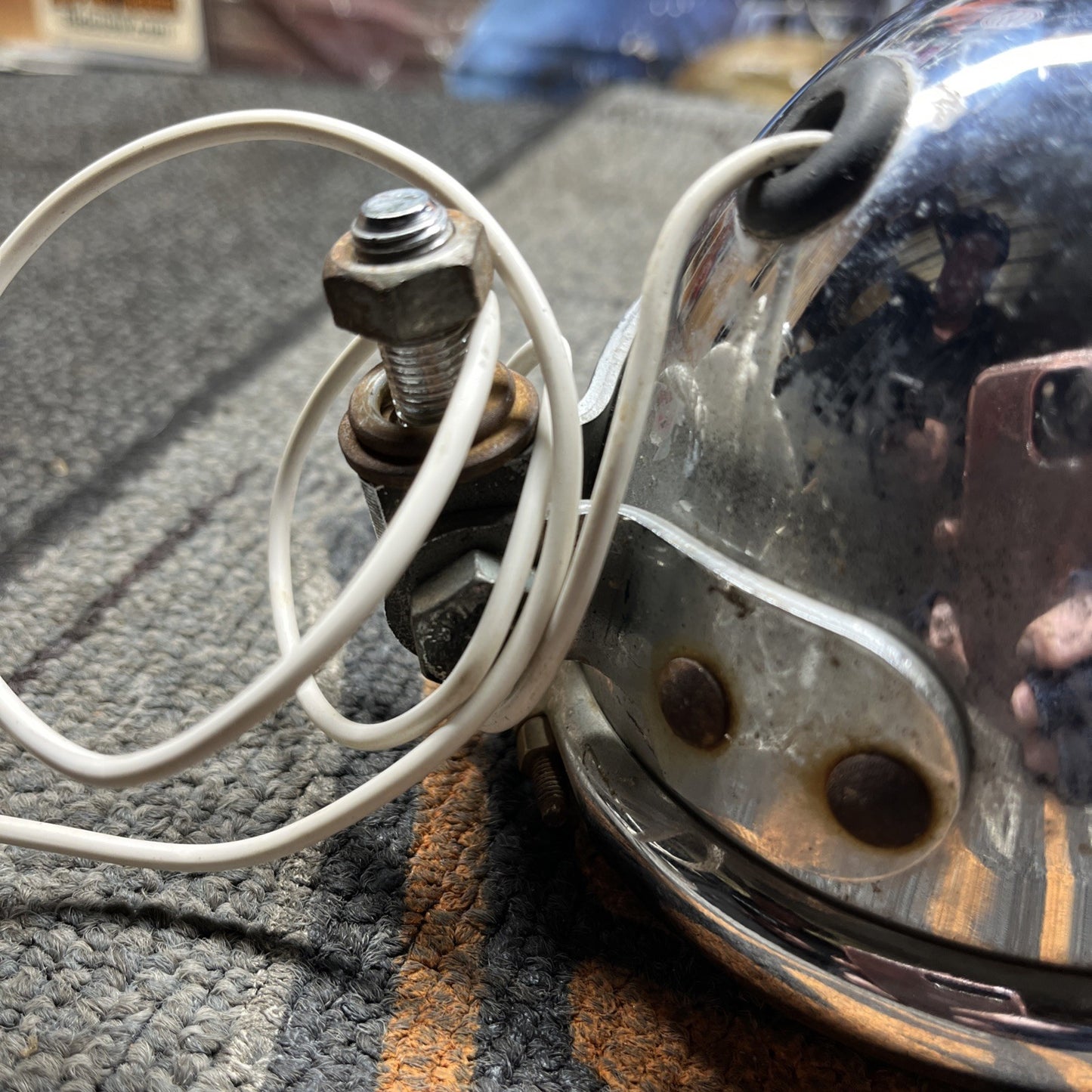 VINTAGE FOG AMBER CHROME 6 VOLT LAMP LIGHT