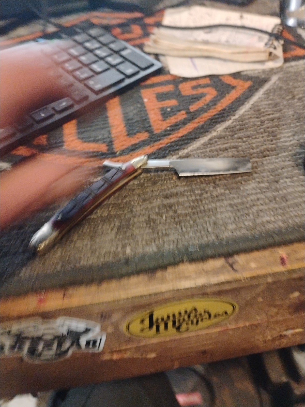 Ocoee River Custom Straight Razor Turtle Bone Folding Pocket Knife 148T NEW