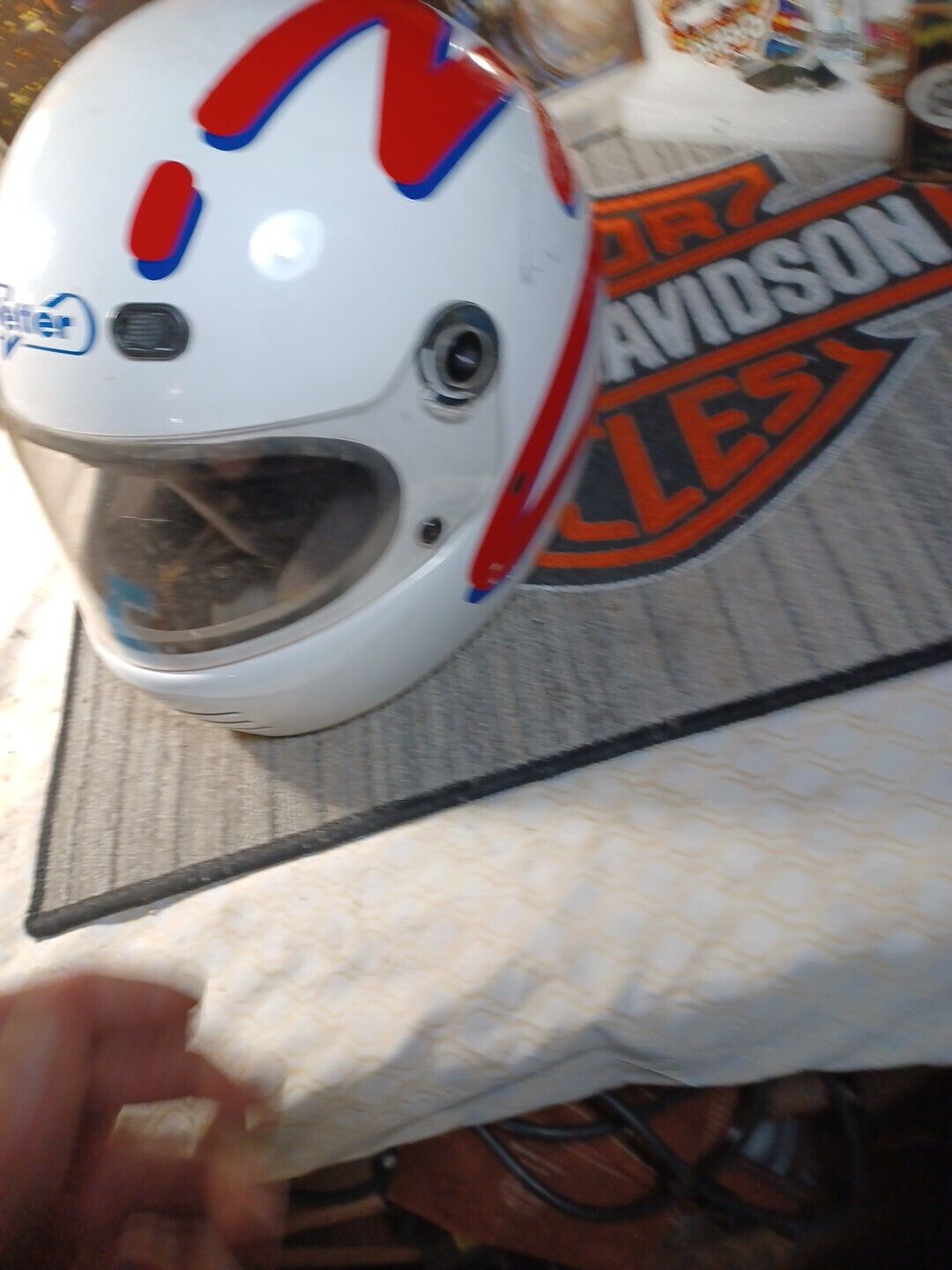 Vintage 1990s VETTER Motorcycle Helmet Red White Blue Box Manual Snell Bell Dot