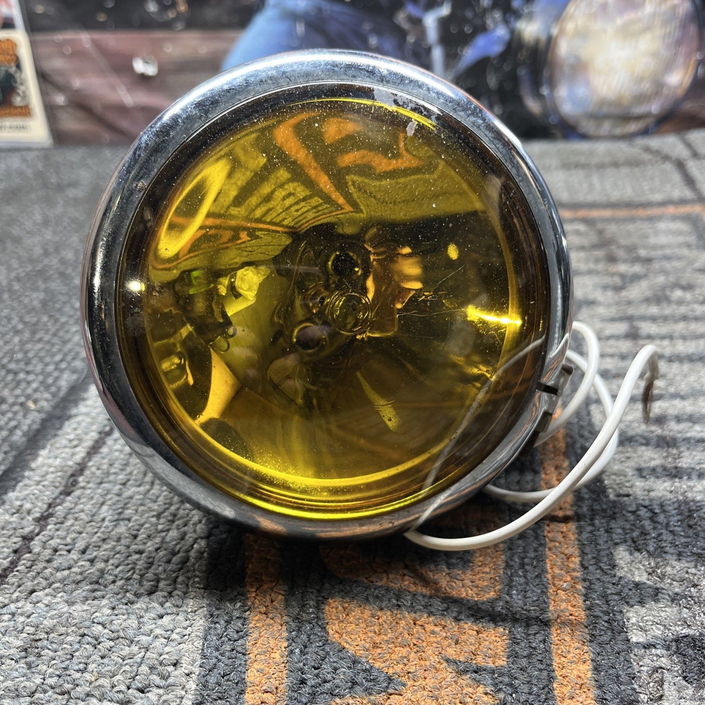 VINTAGE FOG AMBER CHROME 6 VOLT LAMP LIGHT