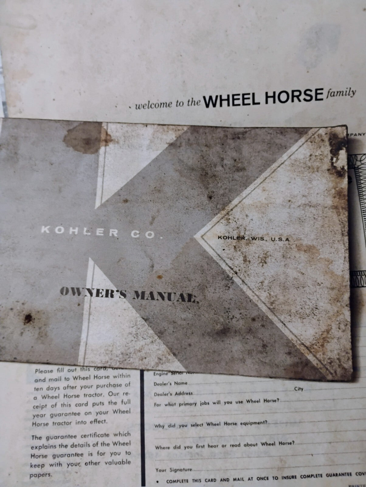 Wheel Horse Koler Lawn tractors riding mower workhorse Service Manuals Lot 