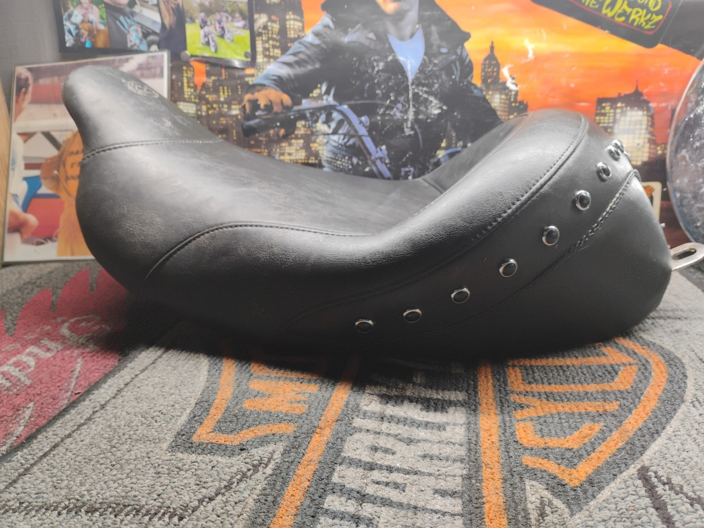 Mustang - 76028 - Studded Solo Seat, Black Studs