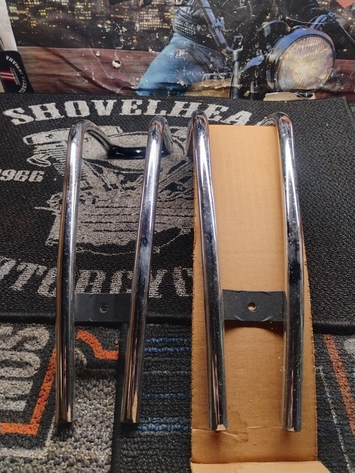 K&G Engineering Chrome Motorcycle Trunk Rails Saddlebag Guard Rails NOS In Box