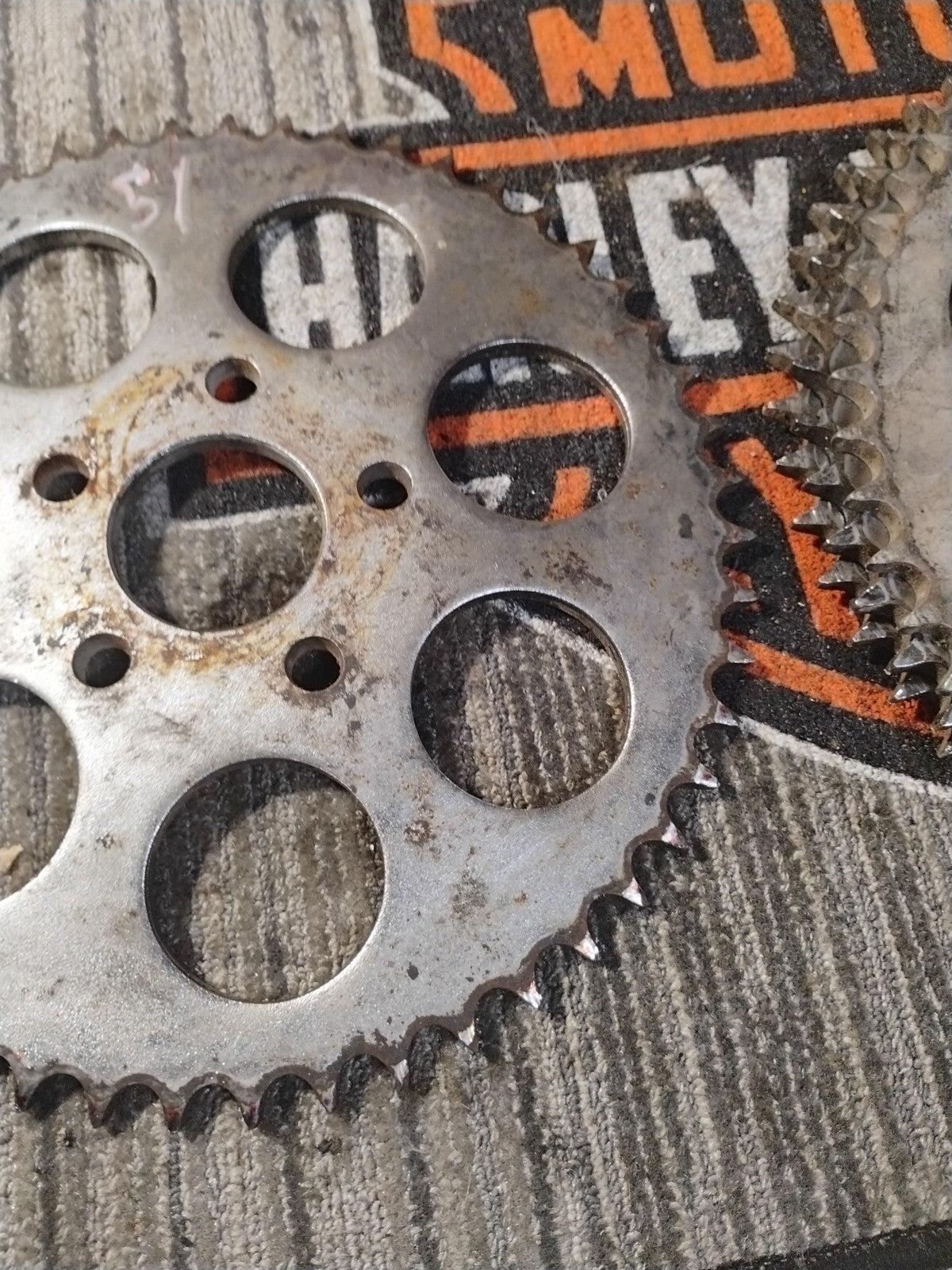 1979 Harley Davidson Shovelhead rear 51T rear drive sprocket chrome dished
