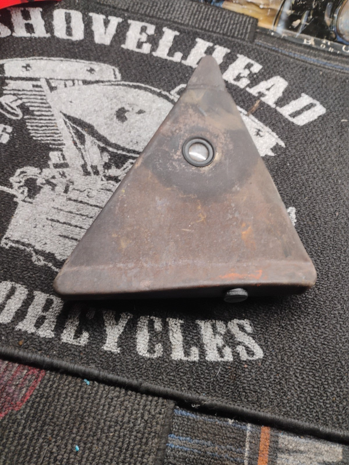 Vintage 1970s Indian ME100 Oil Tank Triangle Steel w/ Sight Glass Chopper OEM
