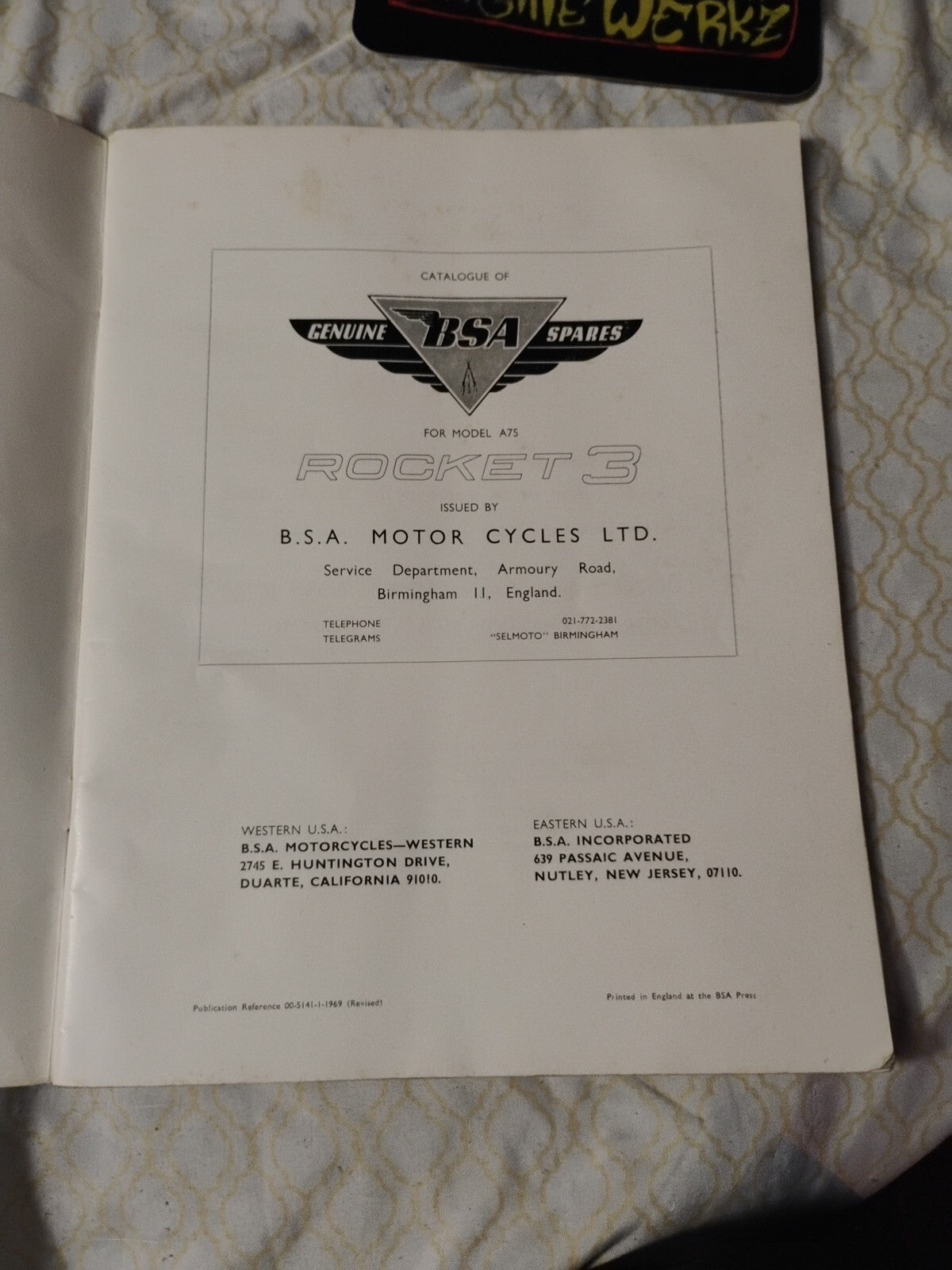 1970 BSA ROCKET 3 FACTORY SPARE PARTS LIST ~ WORKSHOP MANUAL REPAIR REBUILD BOOK