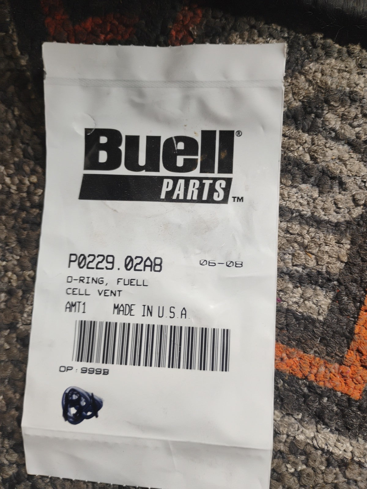 Buell OEM Fuel Cell Vent O-Ring P0229.02AB NOS