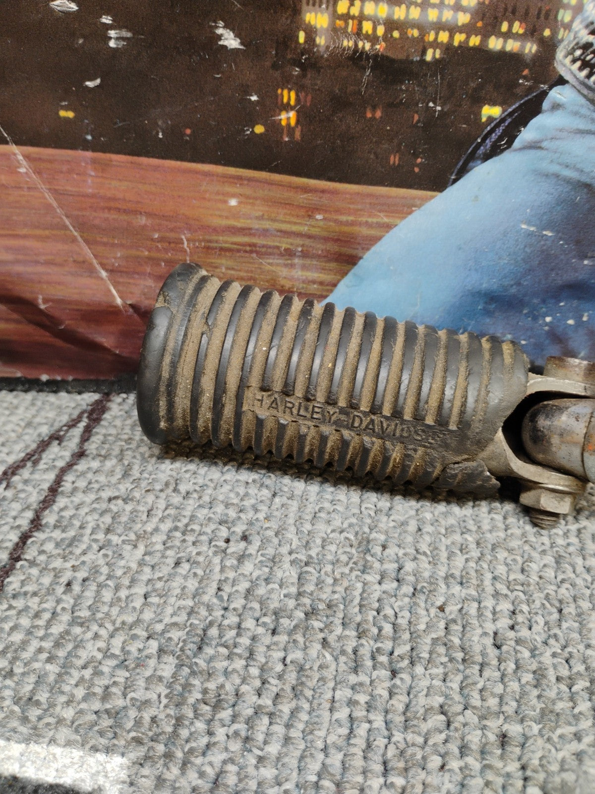 crusty harley OEM Knucklehead Panhead Shovelhead Buddy Passenger Peg W Mount Bra