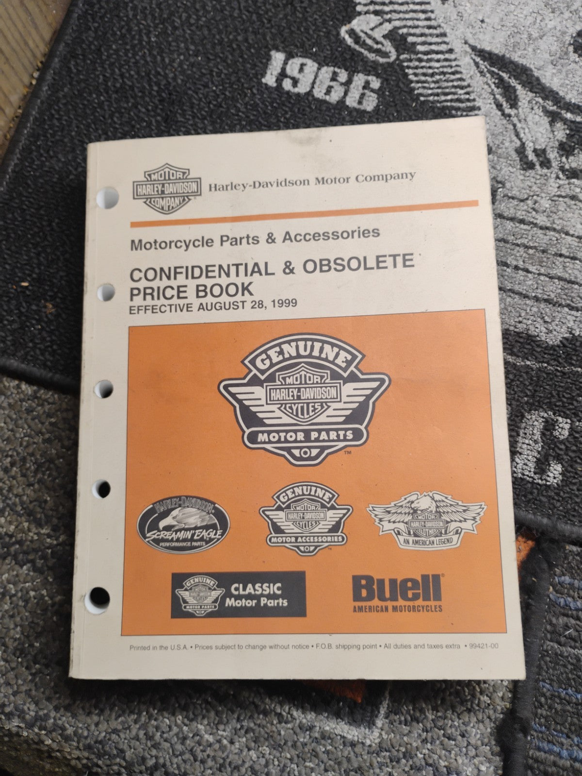 1996 Harley-Davidson Confidential & Obsolete Parts Price Book Buell