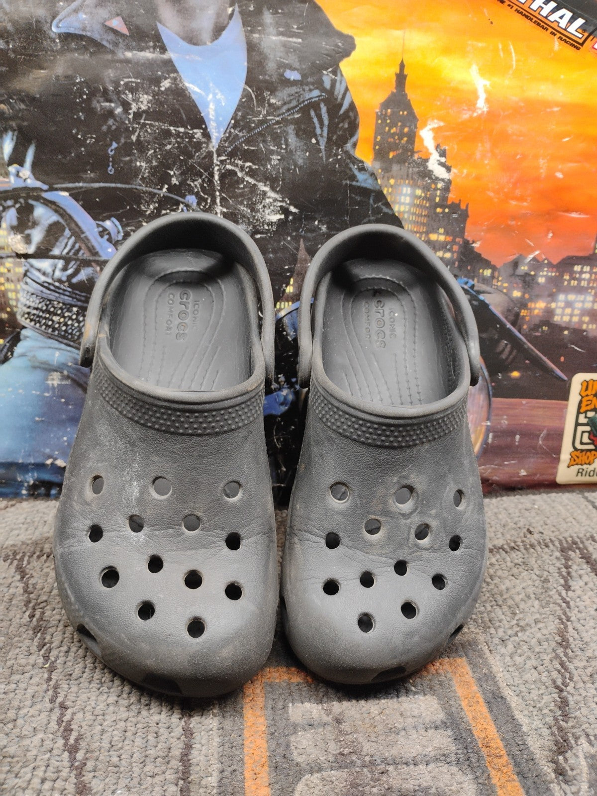 Crocs Classic Clogs Size C13 Black slip on with straps childrens