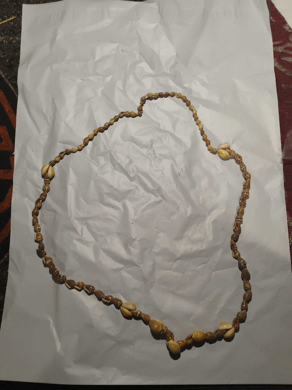 Vintage Sea Shell Single Strand Necklace Umbonium Button Top Beach Boho 28in