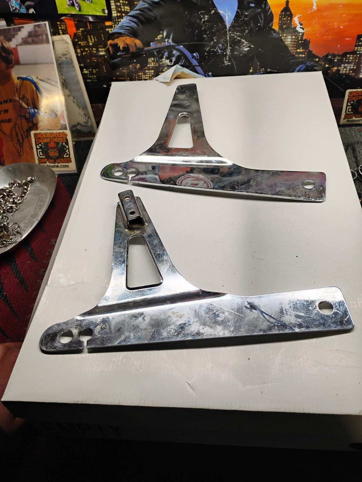 HARLEY DAVIDSON BACK REST MOUNTS CHROME OE 