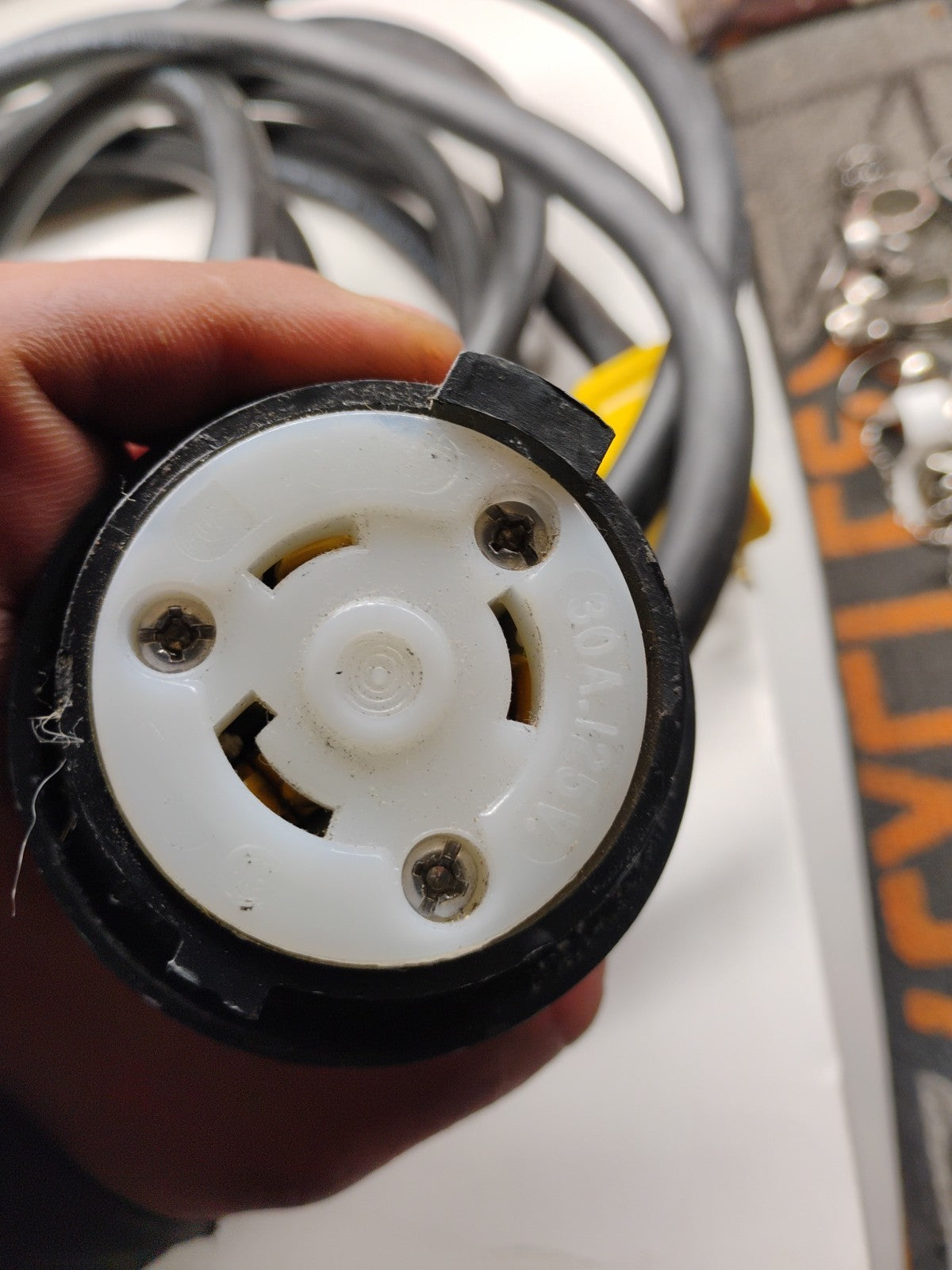 20' 12/3 SOOW Portable Power Cable Flexible 600V weatherproof HUBBELL ENDS.