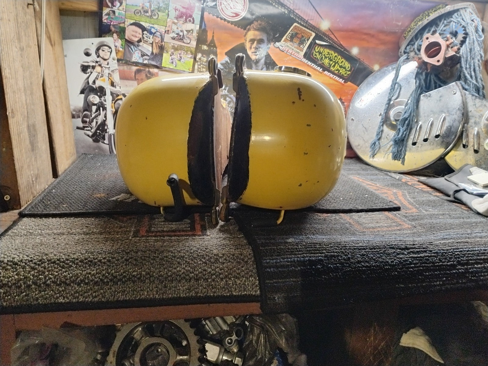 Harley-Davidson Peanut Gas Fuel Tank Yellow Black Script Logo OEM