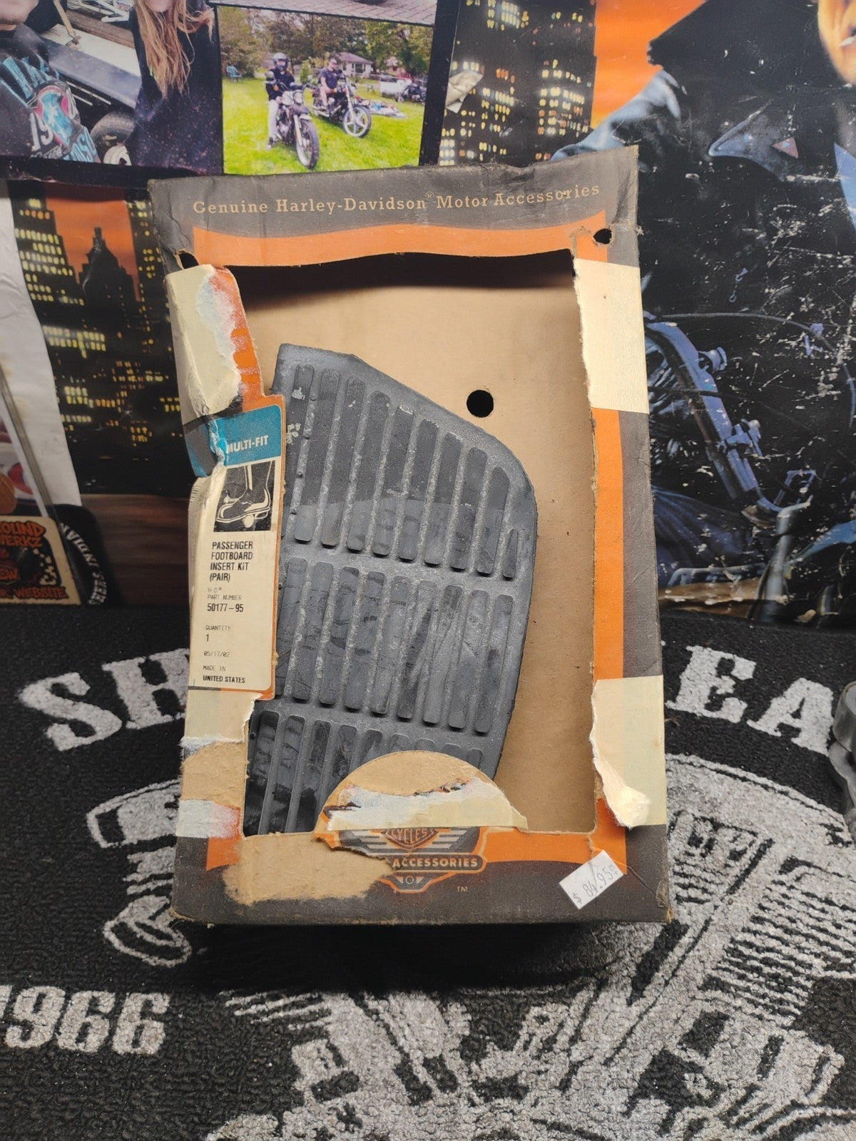 NOS Harley FL 1986-Up Passenger Footboard Kit OEM 50177-95 Rubber Insert Set