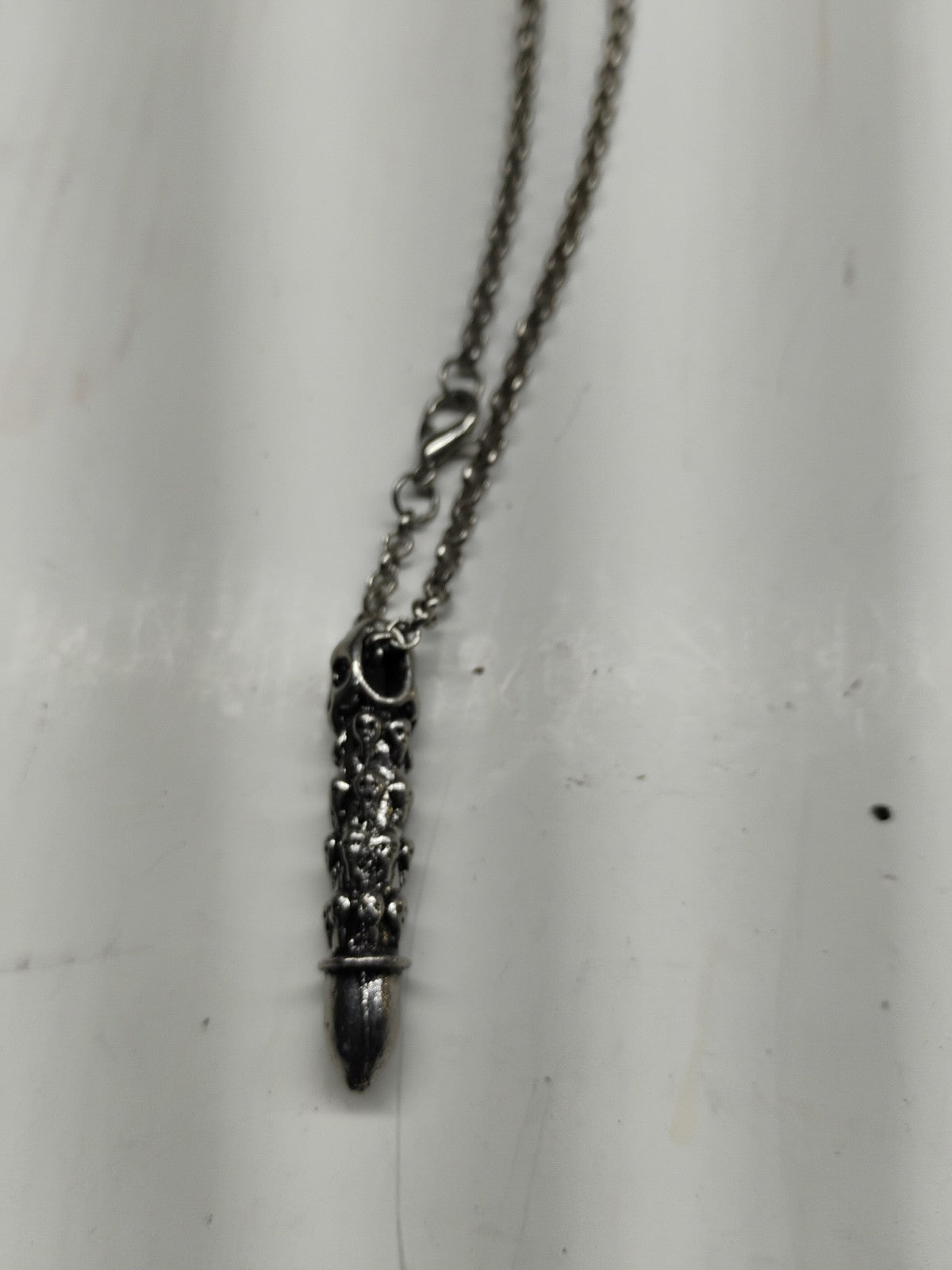 Cool Mens Boys Stainless Steel Biker Punk Skull Bullet Pendant Necklace