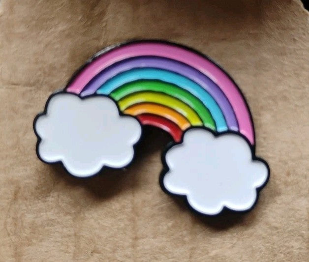 Rainbow With Clouds Lapel Pin *