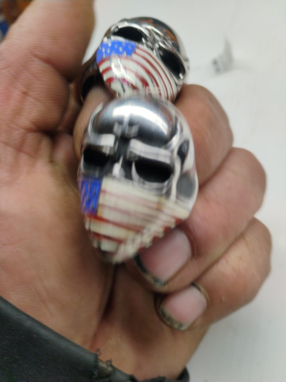 Mens Large American Biker Skull Flag Mask Ring Stainless Steel Size 7-15 16 Gift