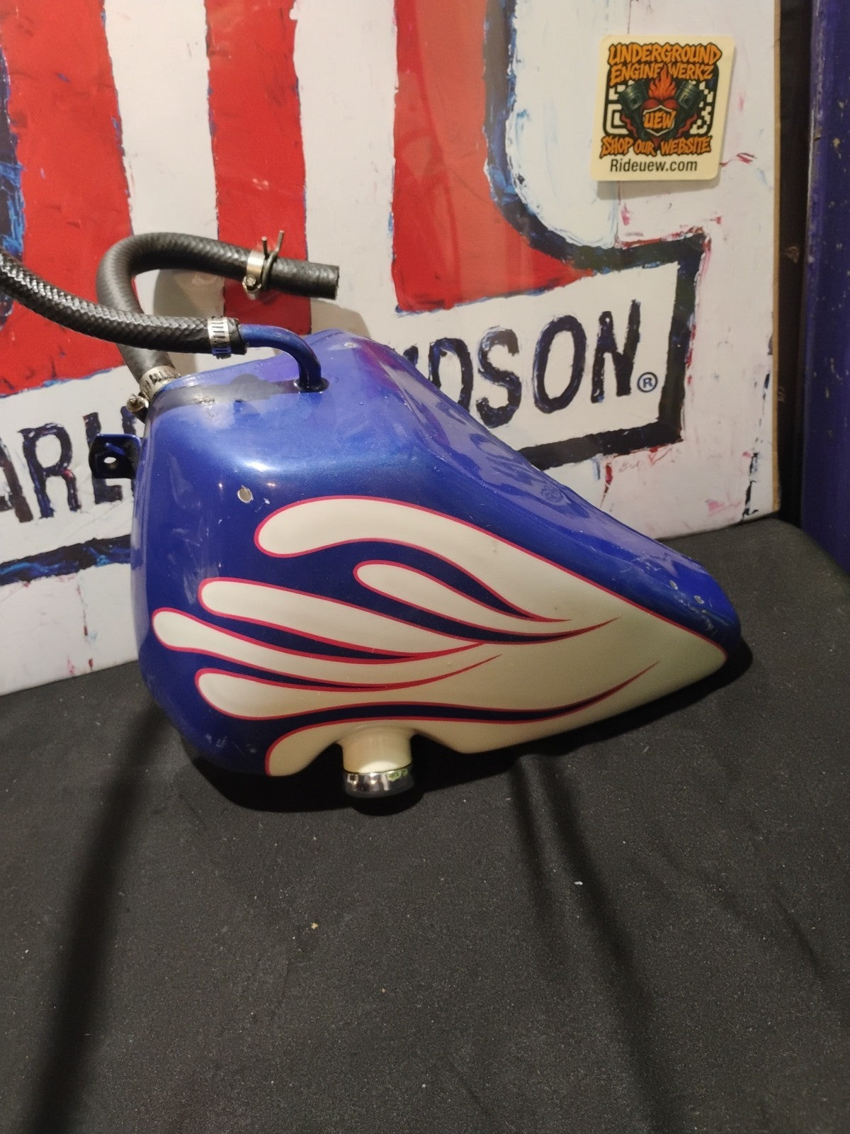 Harley Davidson Sportster oil tank Custom Paint Red White Blue 