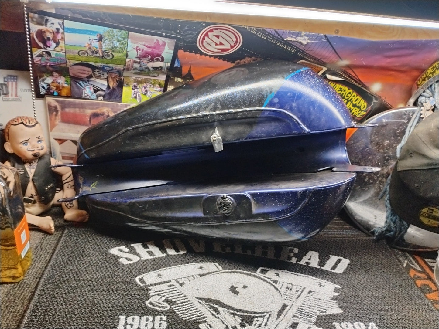 4.5 Gallon Harley Sportster Custom 883c 1200c Blue White 2007^ OEM Factory Large