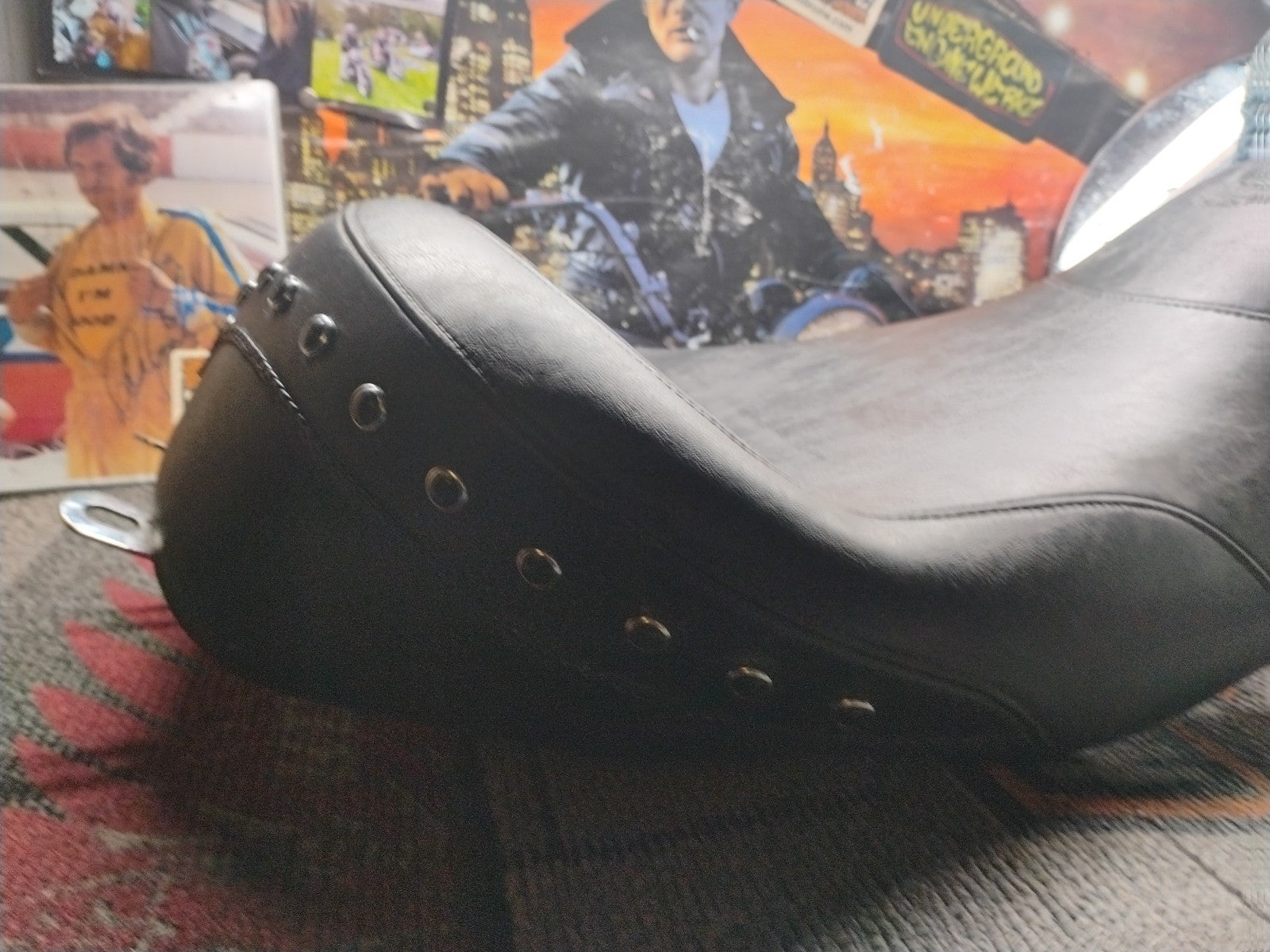 Mustang - 76028 - Studded Solo Seat, Black Studs