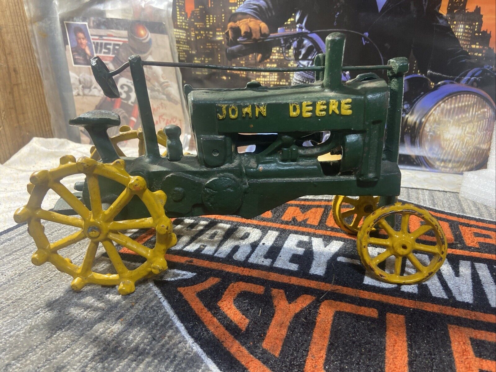 Vintage JOHN DEERE Farm Tractor With Green-Yellow Wheels