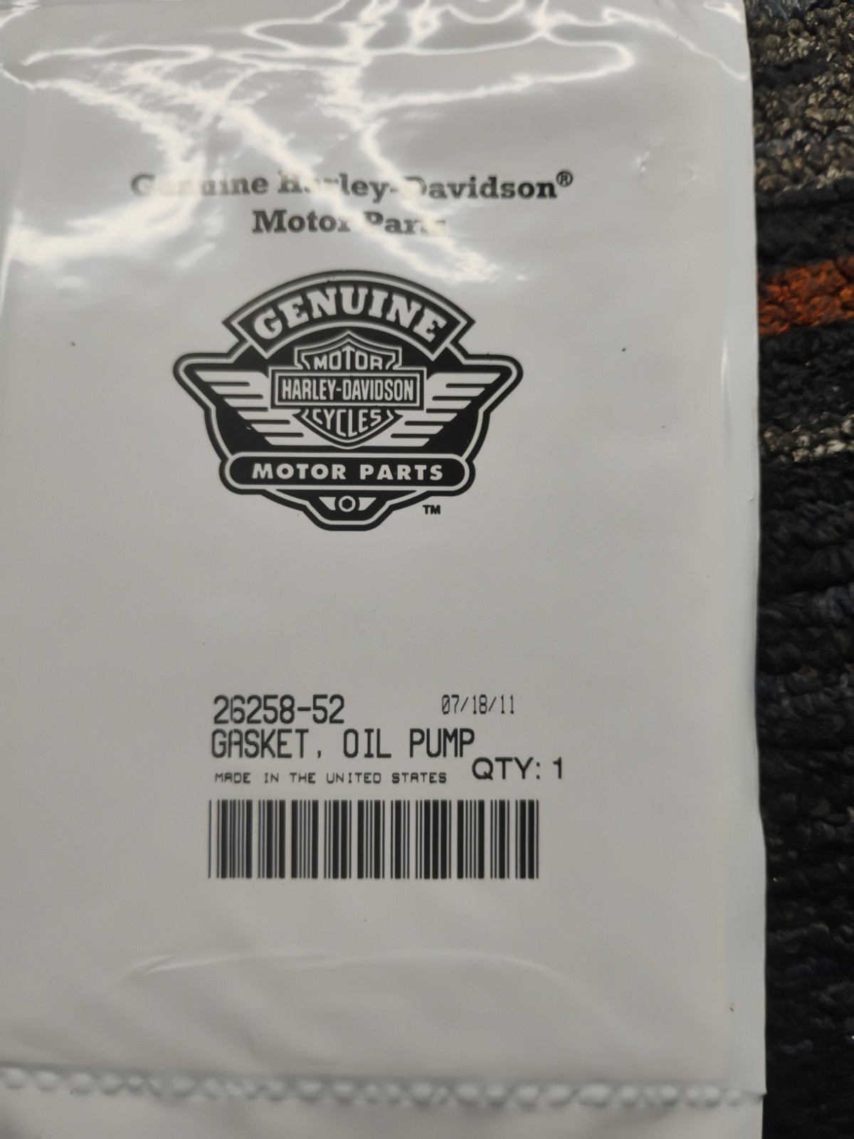 NOS Harley-Davidson OEM 26258-52 Oil Pump Cover Gasket Genuine USA