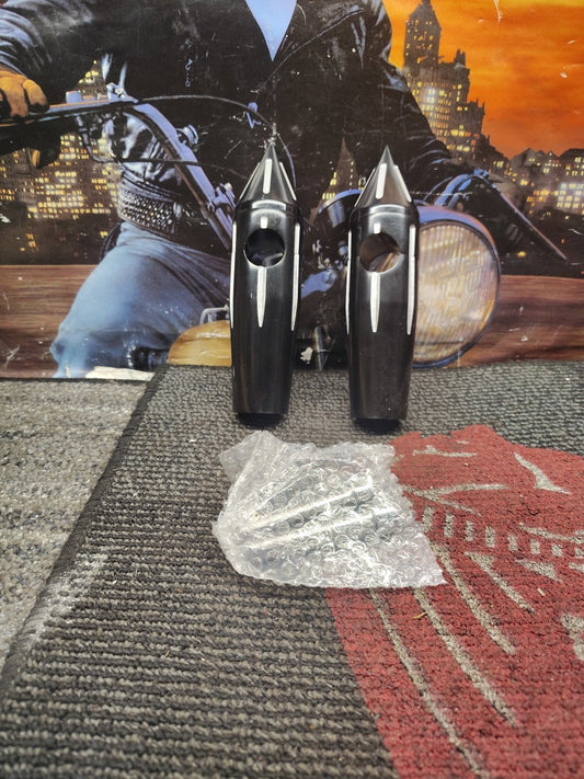 1" Hole Spike Motorcycle Handlebar Risers Black& Silver Spikes 4In Rise
