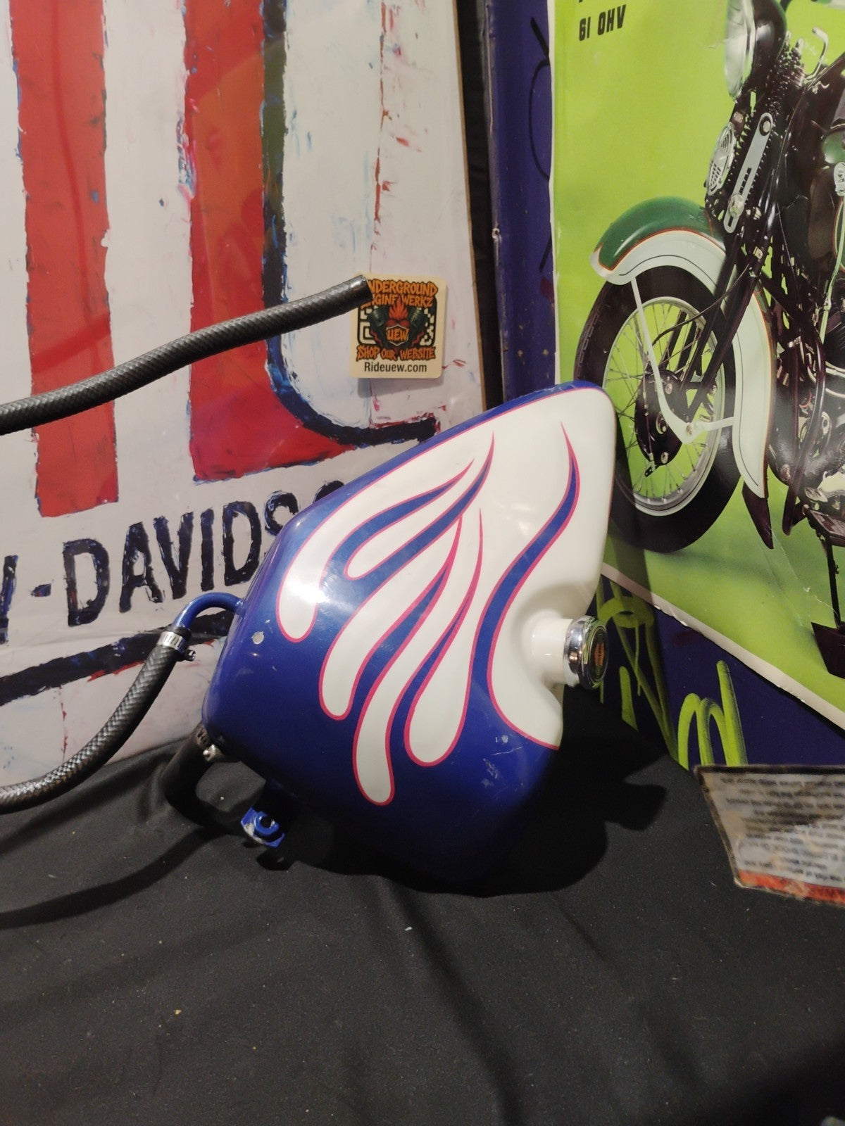 Harley Davidson Sportster oil tank Custom Paint Red White Blue 
