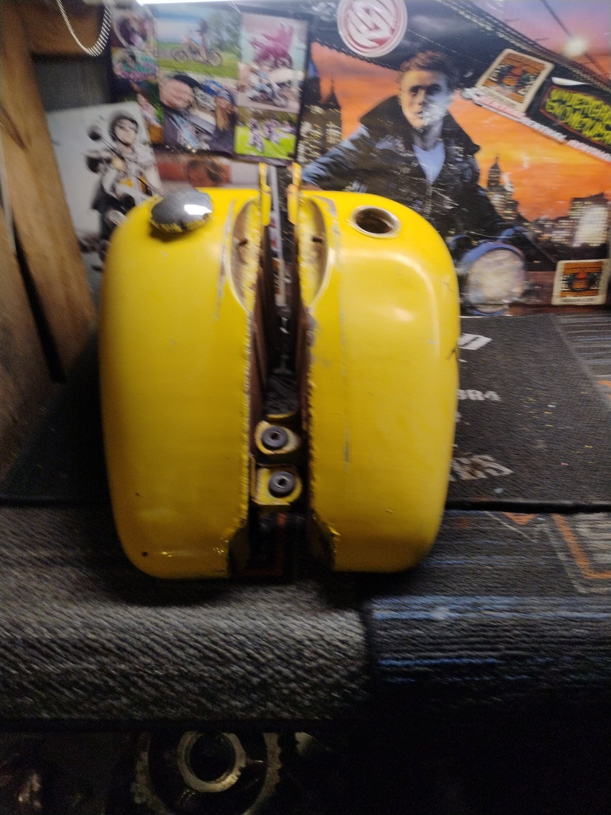 Harley-Davidson Peanut Gas Fuel Tank Yellow Black Script Logo OEM