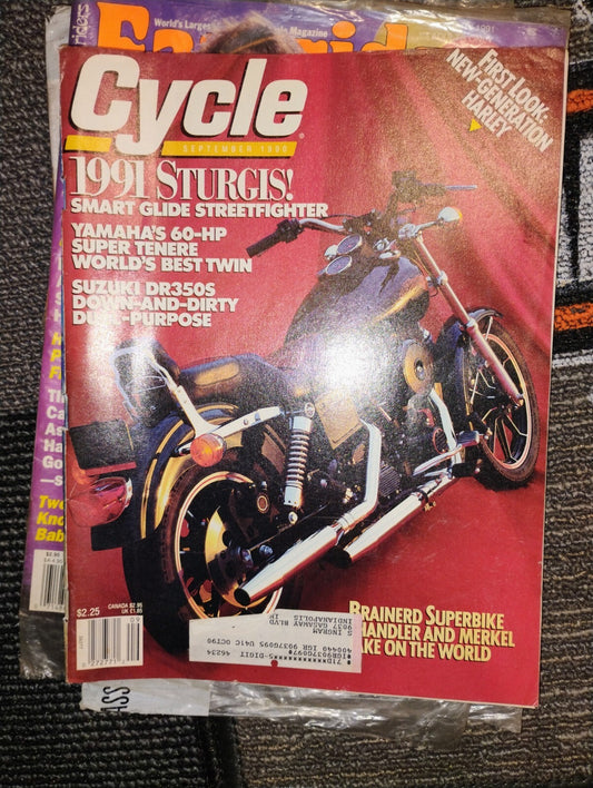 SEPTEMBER 1990 CYCLE MAGAZINE,HARLEY STURGIS COVER,YAMAHA 60HP TENURE,SUZUKI DR3