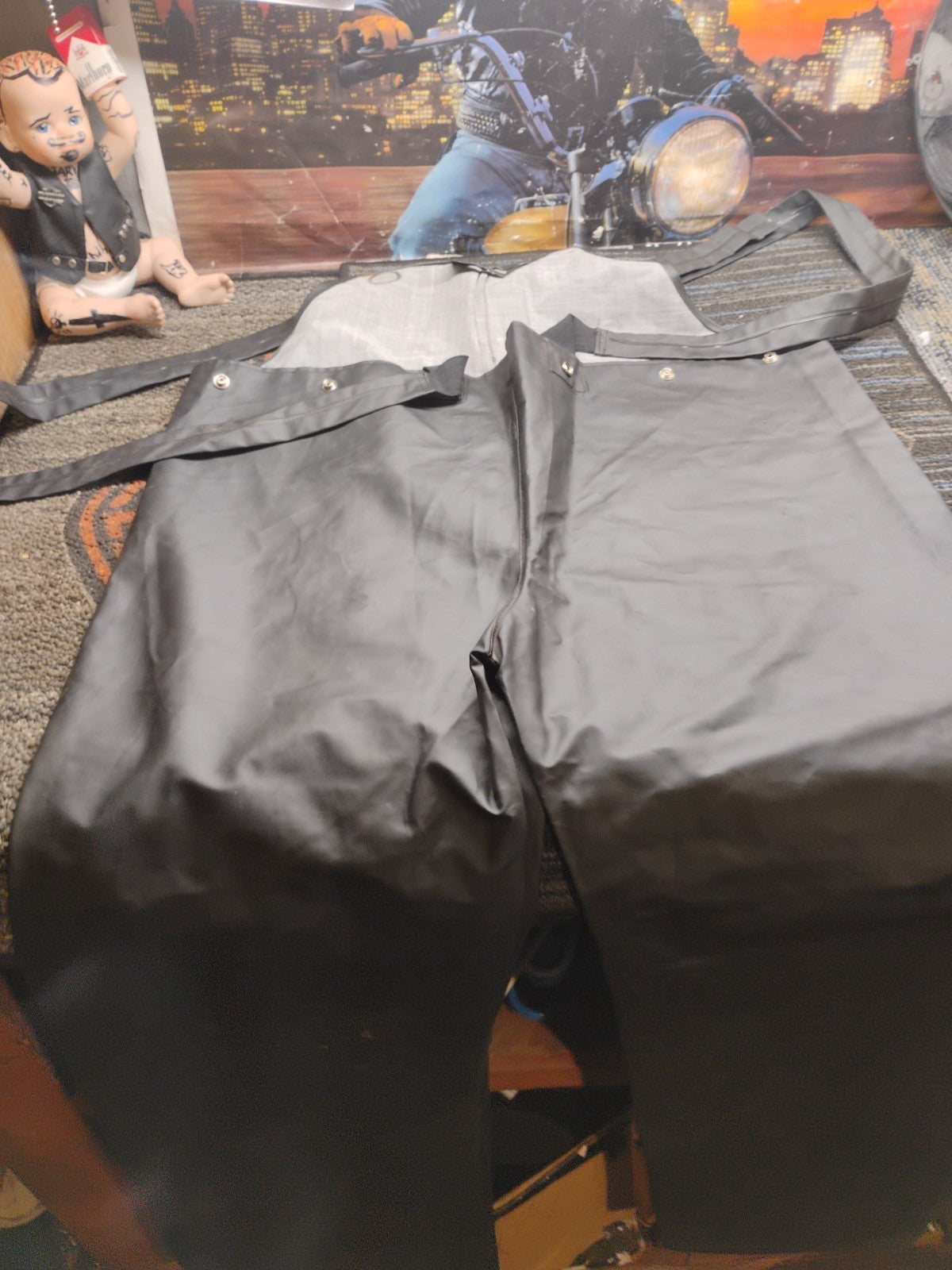 Black Protective Wear Overalls Waders Bib Pants Rain Wear Size M Never Worn