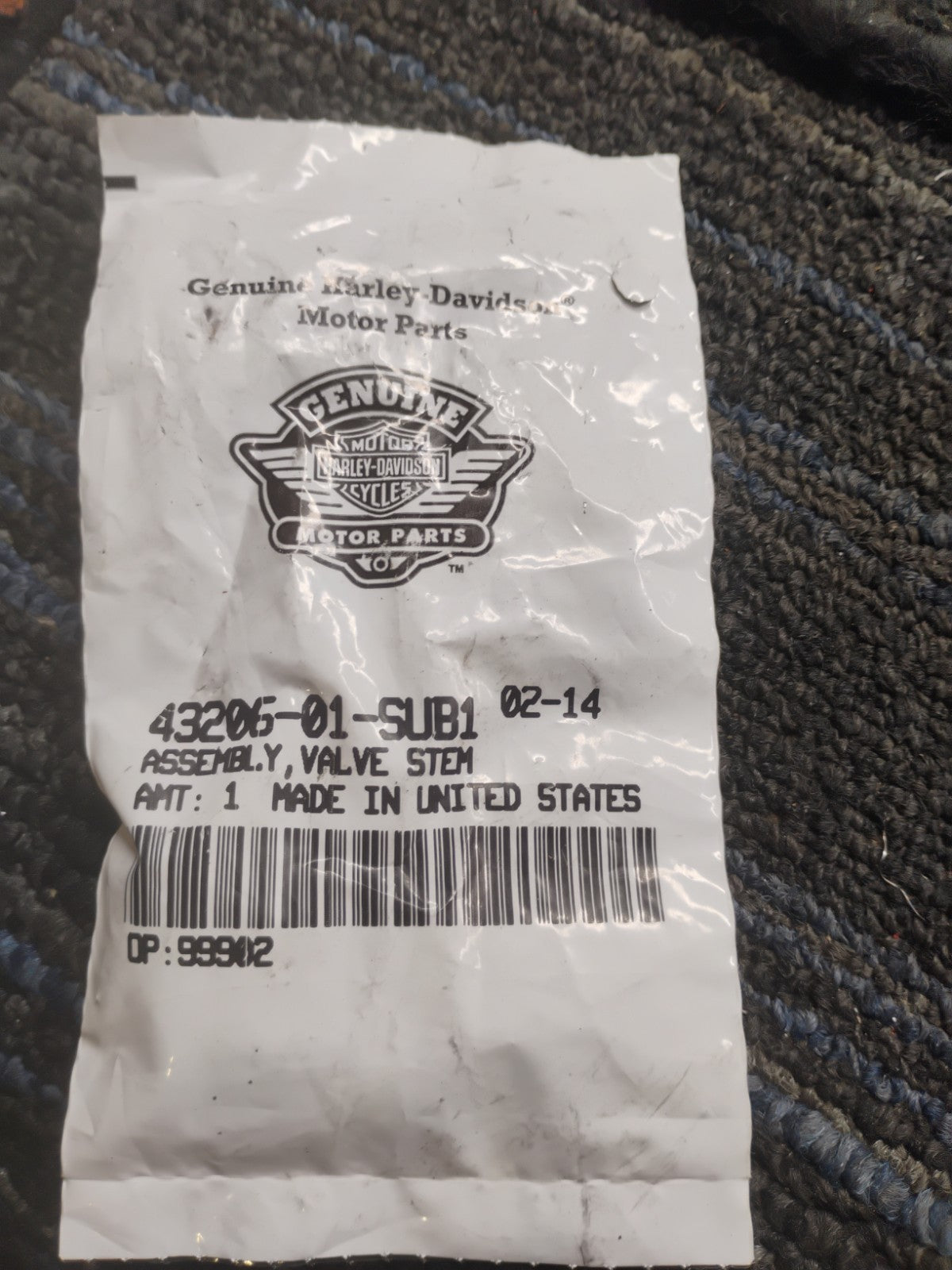 NOS OEM Harley-Davidson Valve Stem Assembly 43206-01-SUB1 2001-2007