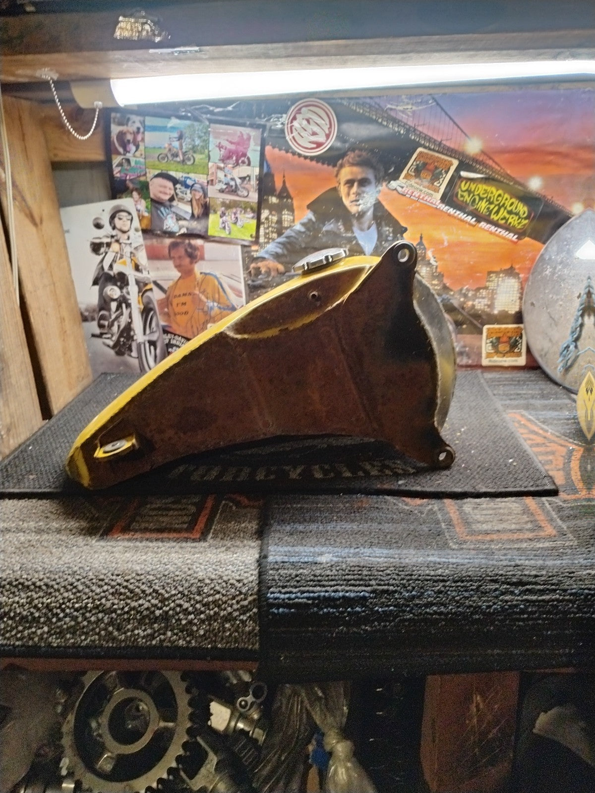 Harley-Davidson Peanut Gas Fuel Tank Yellow Black Script Logo OEM