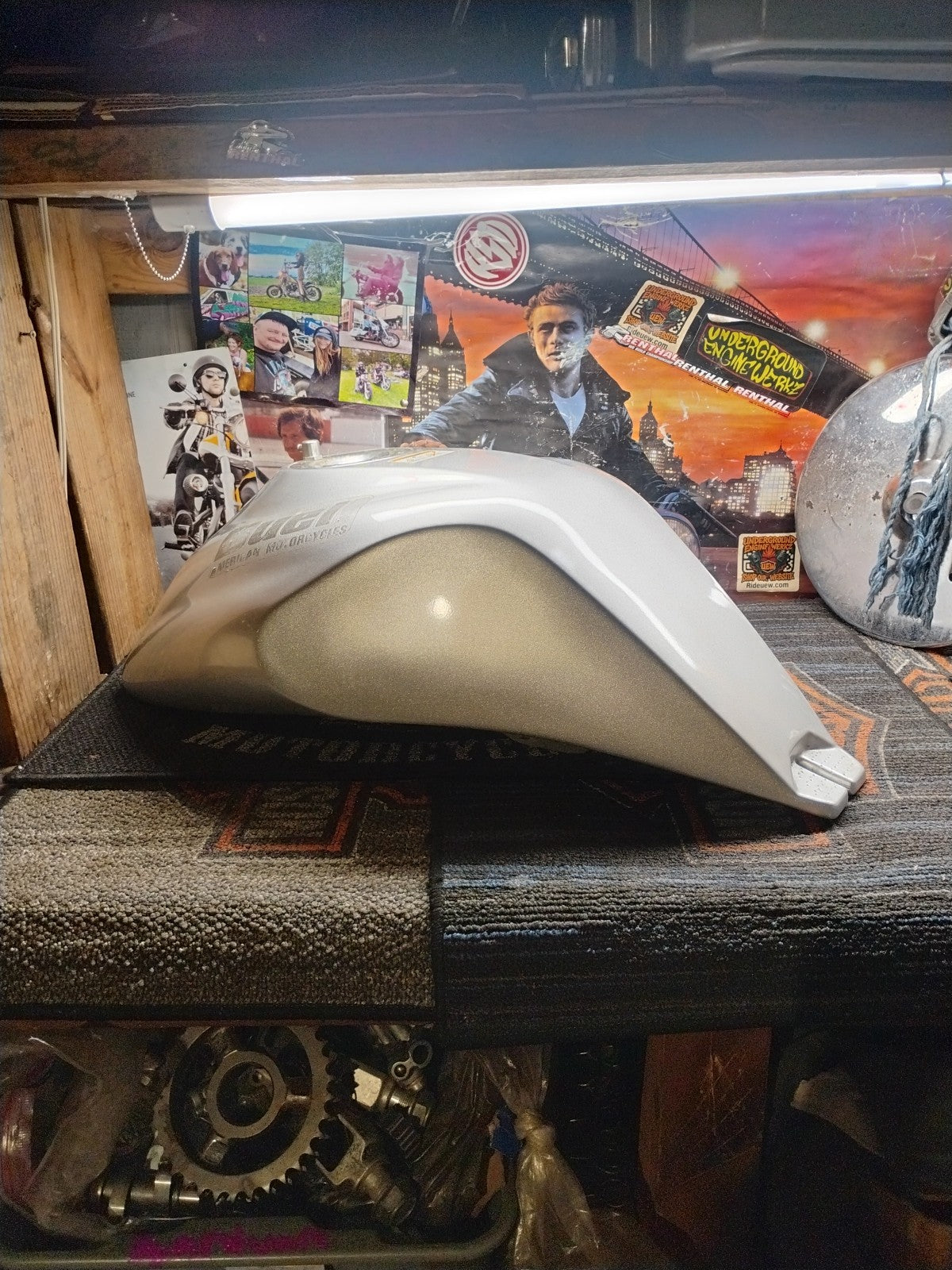 2002 Buell M2 Cyclone Silver Manta Ray Gas Fuel Tank OEM