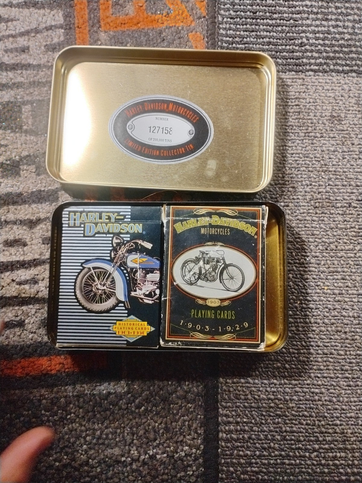 Harley Davidson Motorcycles 1997 Limited Edition Numbered Playing Cards w/Tin