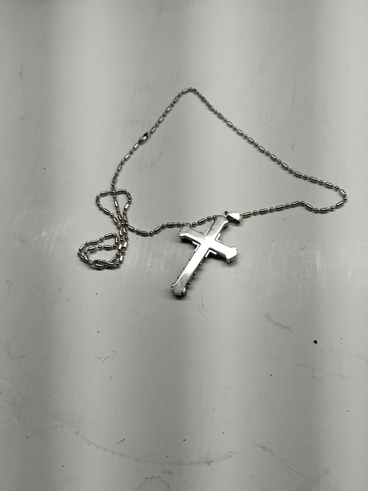 Christian Cross Necklace ~ Stainless Steel ~ 22” Chain ~ Black or Blue