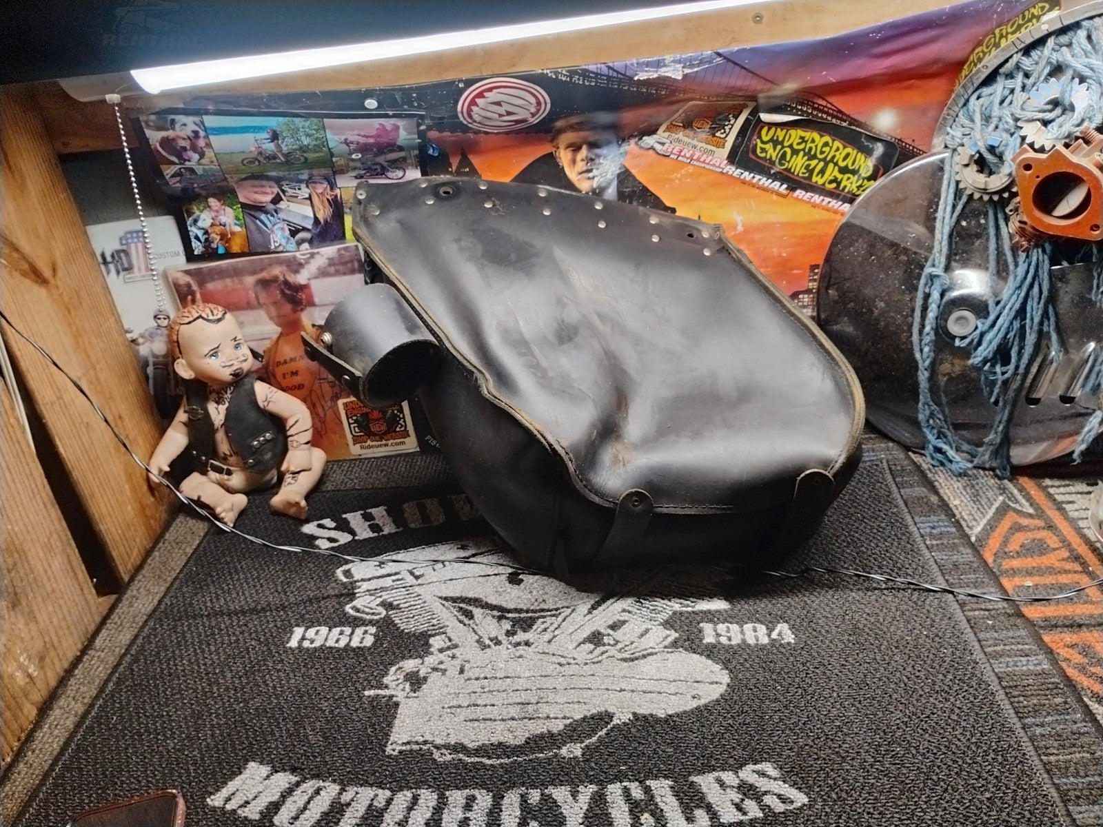 Motorcycle seat bags Saddle Bag Leather Left& Right With Cup Holders