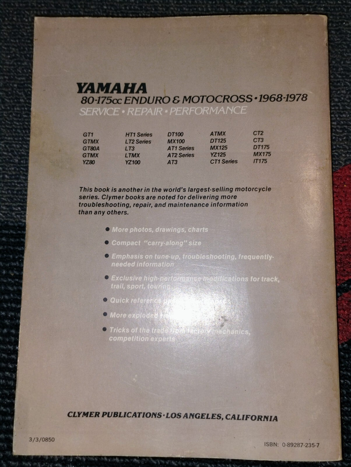 Clymer Yamaha 80-175cc Enduro Motocross 1968 to 1978 Service Repair Manual