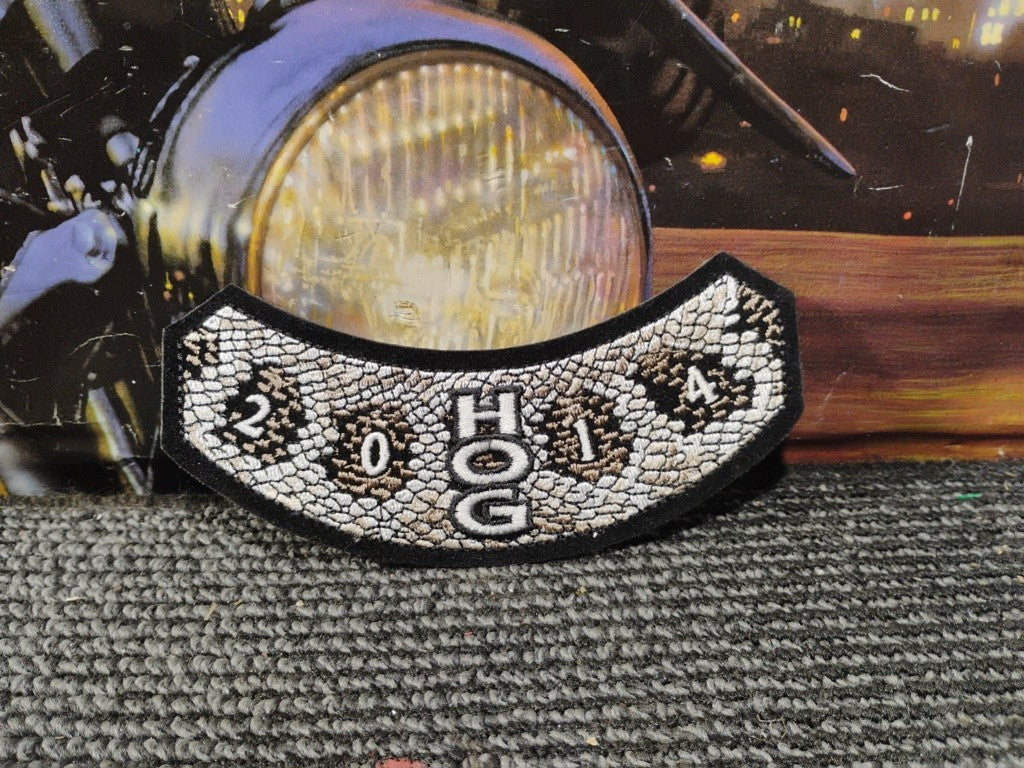 NWOT 2014 Harley Davidson Owners Group HOG Rocker Jacket Vest Patch Snake Skin