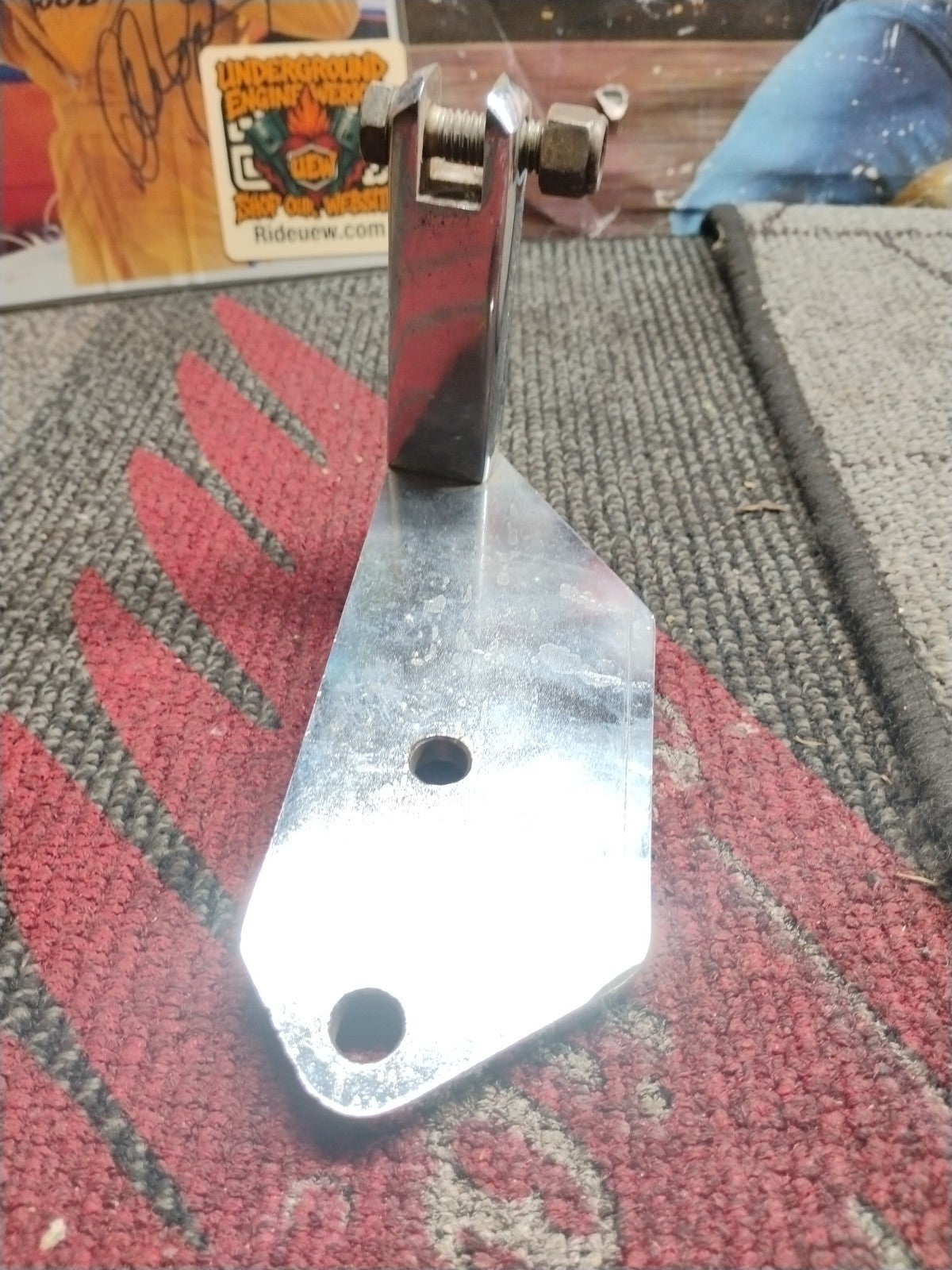 Harley Davidson Shovelhead Chrome Foot Control Bracket Solid Straight Used