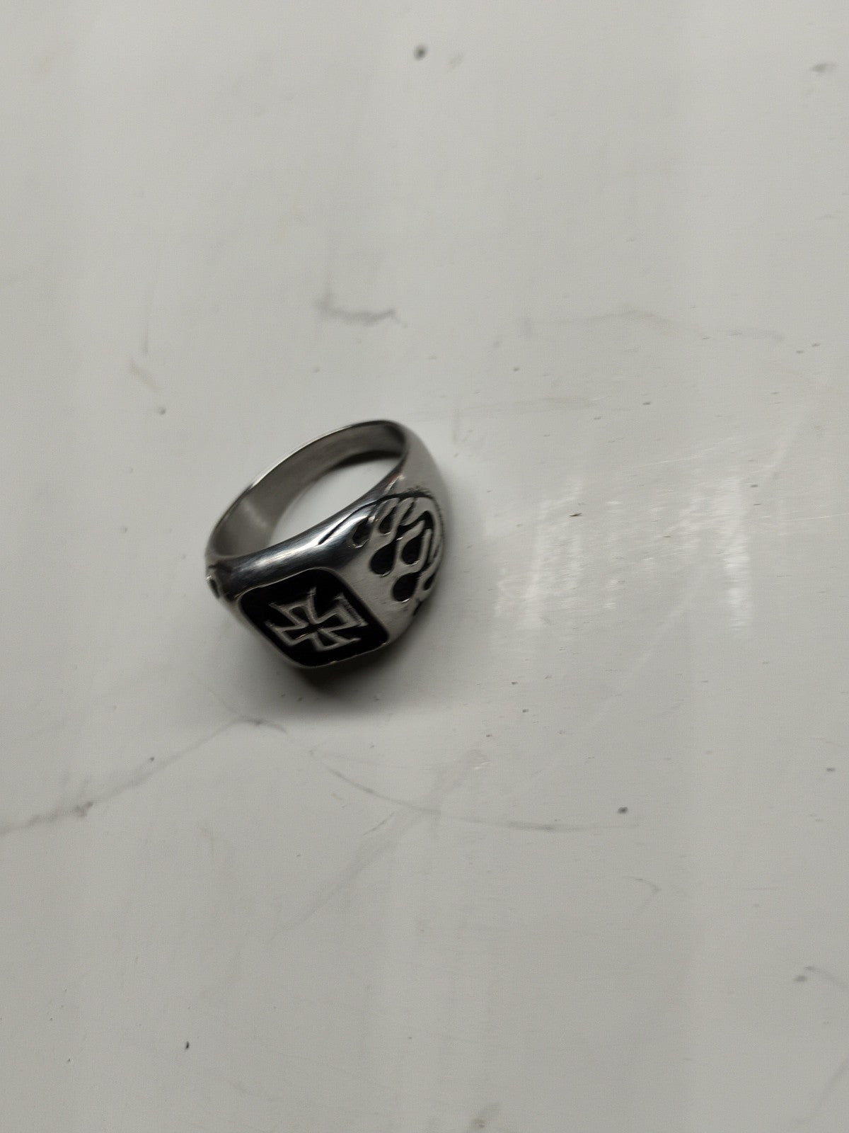 Mens Biker Ring Iron Cross 316 Stainless Steel Heavyweight Sz 9
