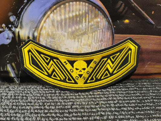 2012 Harley Davidson Motorcycles Patch HOG Skull Gold Black - New never used