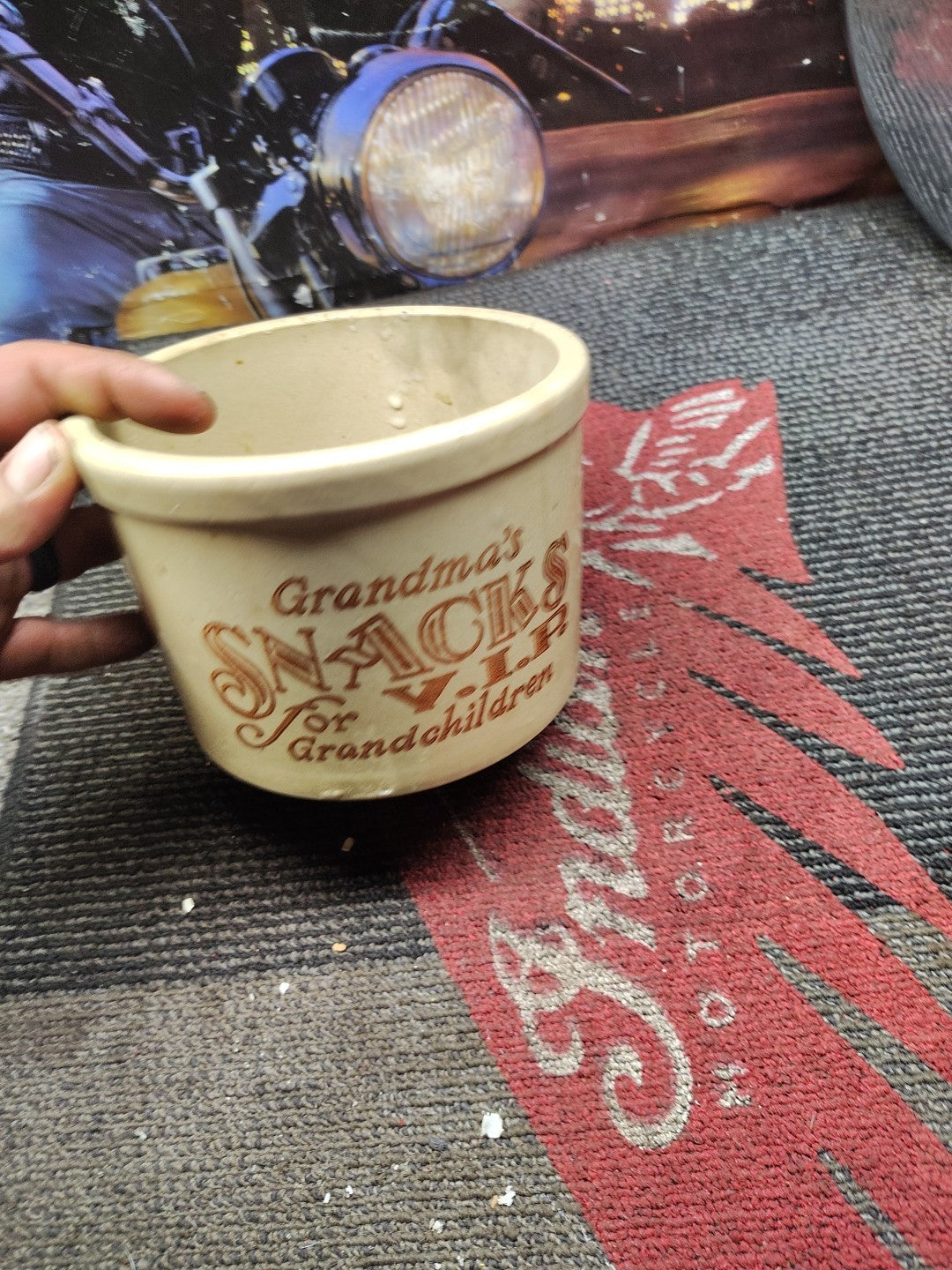 VintPottery Crock "Grandma's Snacks for V.I.P. Grandchildren"Candle Crock